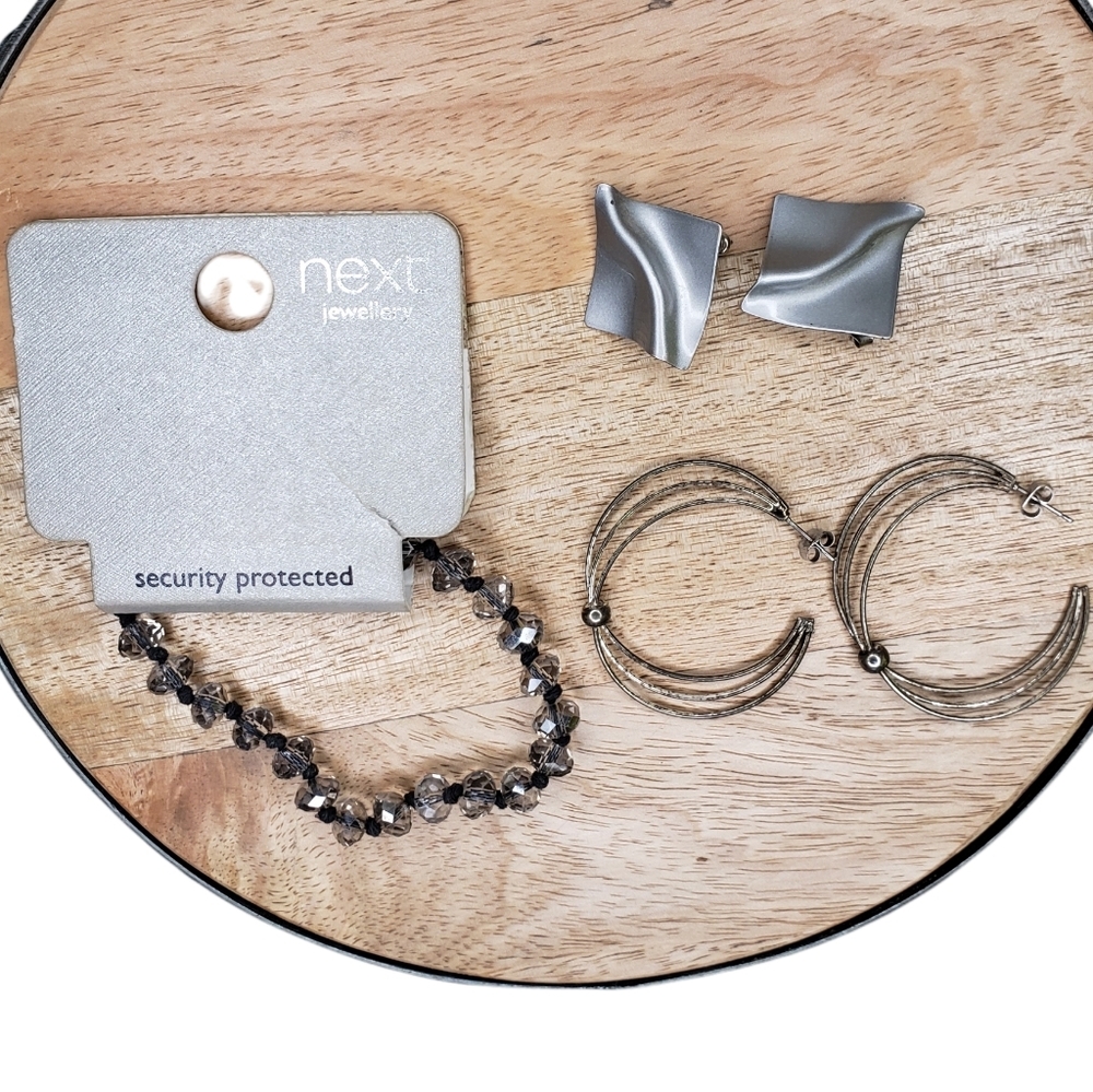 silver bracelet & earrings costume jewelry lot